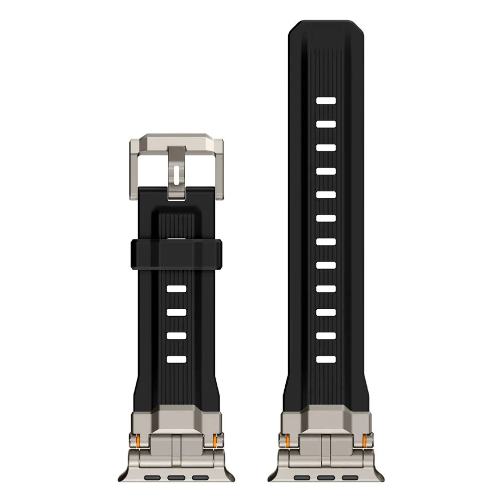 Silicone Watch Band For Apple Watch Ultra 3 2 1 49mm / Series 11 10 46mm / 9 8 7 45mm / SE3 SE2 SE 6 5 4 44mm / 3 2 1 42mm Wrist Strap - Titanium Black - 7