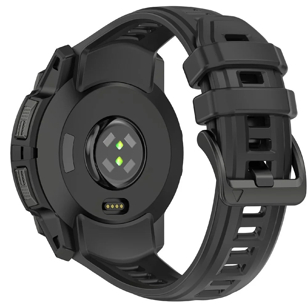 22mm Silicone Strap For Garmin Instinct 3 Solar  /  Instinct 3 AMOLED 45mm Replacement Watch Band - Black - 1
