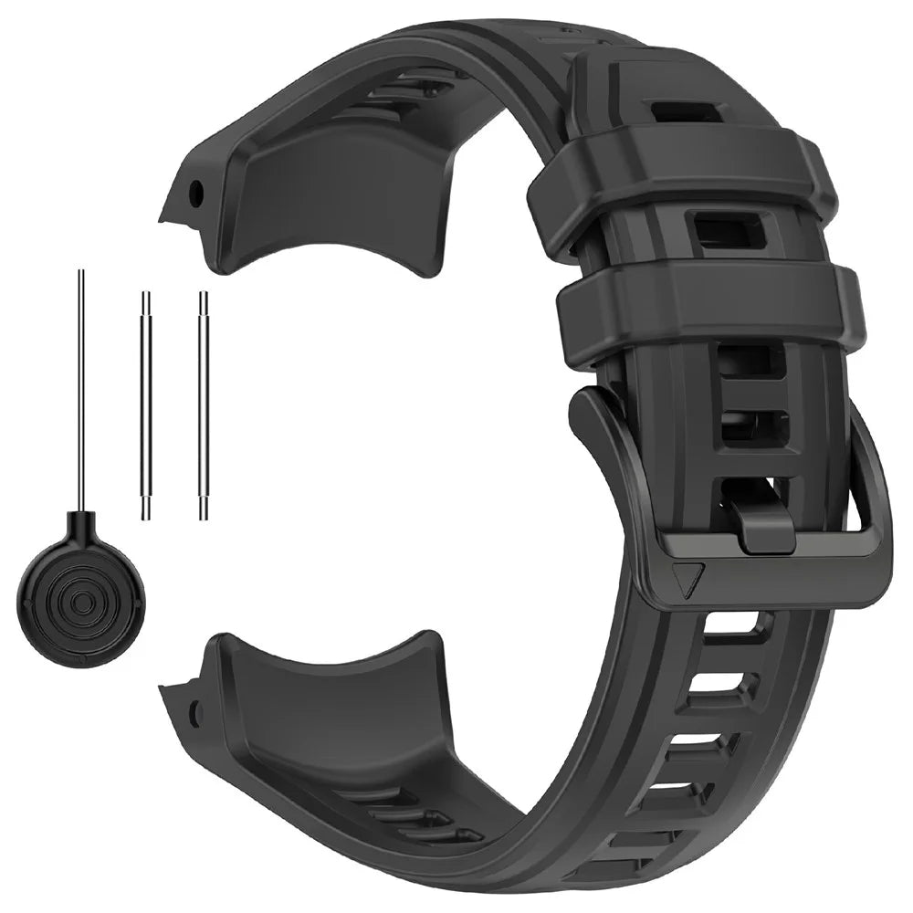 22mm Silicone Strap For Garmin Instinct 3 Solar  /  Instinct 3 AMOLED 45mm Replacement Watch Band - Black - 3