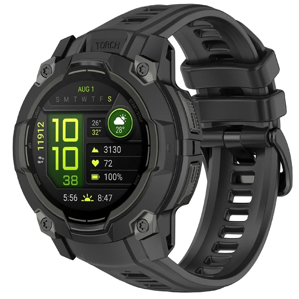 26mm Silicone Strap For Garmin Instinct 3 Solar  /  Instinct 3 AMOLED 50mm Replacement Watch Band - Black - 2