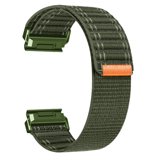 22mm Watchband For Garmin Fenix 8 (47mm)  /  7  /  6  /  5 Bands Titanium Nylon Loop Wrist Strap - Army Green - 1