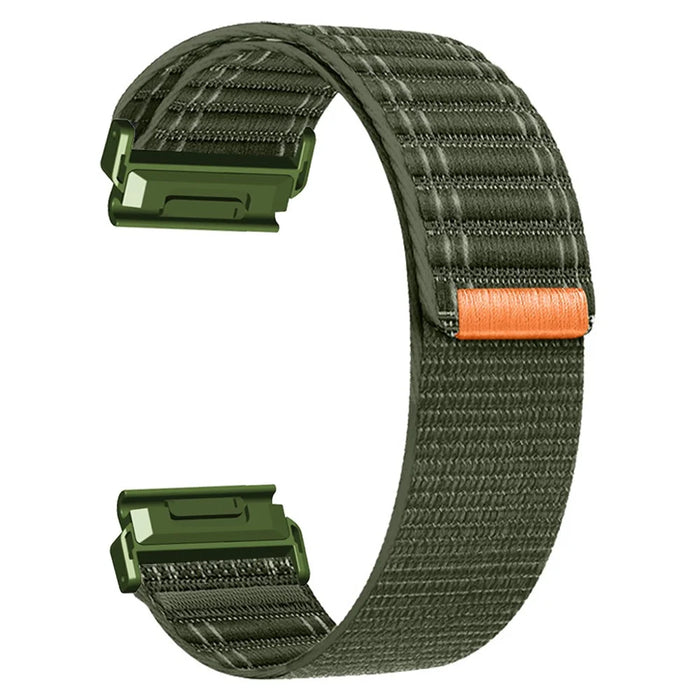 22mm Watchband For Garmin Fenix 8 (47mm)  /  7  /  6  /  5 Bands Titanium Nylon Loop Wrist Strap - Army Green - 1