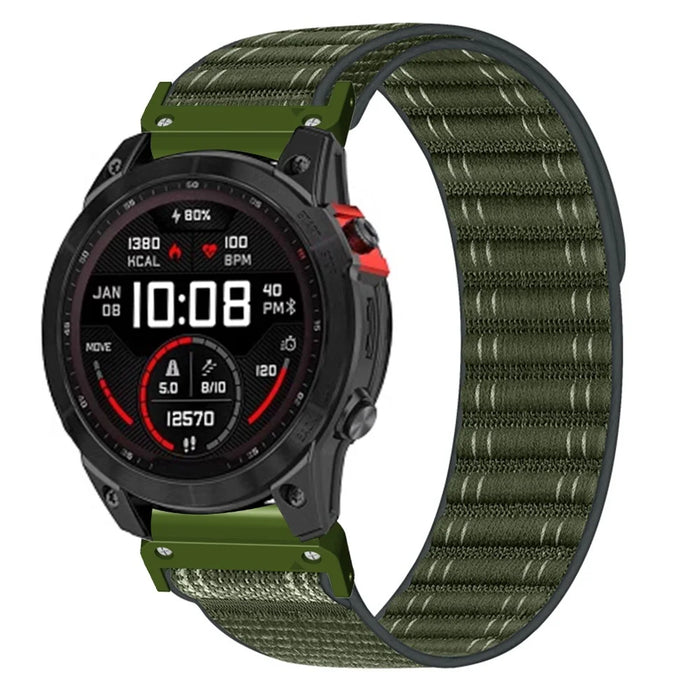 22mm Watchband For Garmin Fenix 8 (47mm)  /  7  /  6  /  5 Bands Titanium Nylon Loop Wrist Strap - Army Green - 3