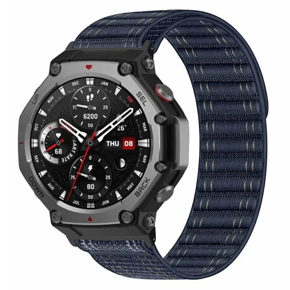 For Huami Amazfit T-Rex 3 Nylon Watch Band with PC Connector Adjustable Wristband - Dark Blue - 2