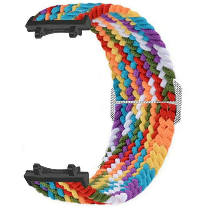 For Amazfit T-Rex 3 Bands Woven Fabric Elastic Watch Strap Replacement with PC Connector - Rainbow - 3