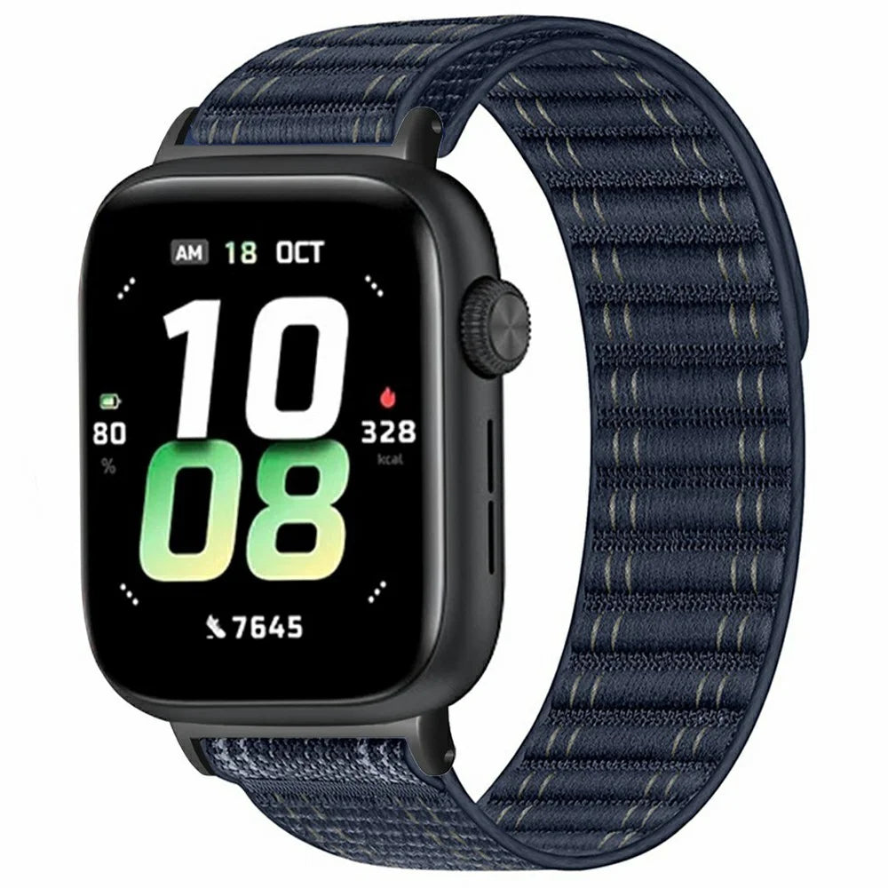For Honor Watch 5 Bands Nylon Loop Wave Design Watch Strap with Metal Connector - Dark Blue - 2