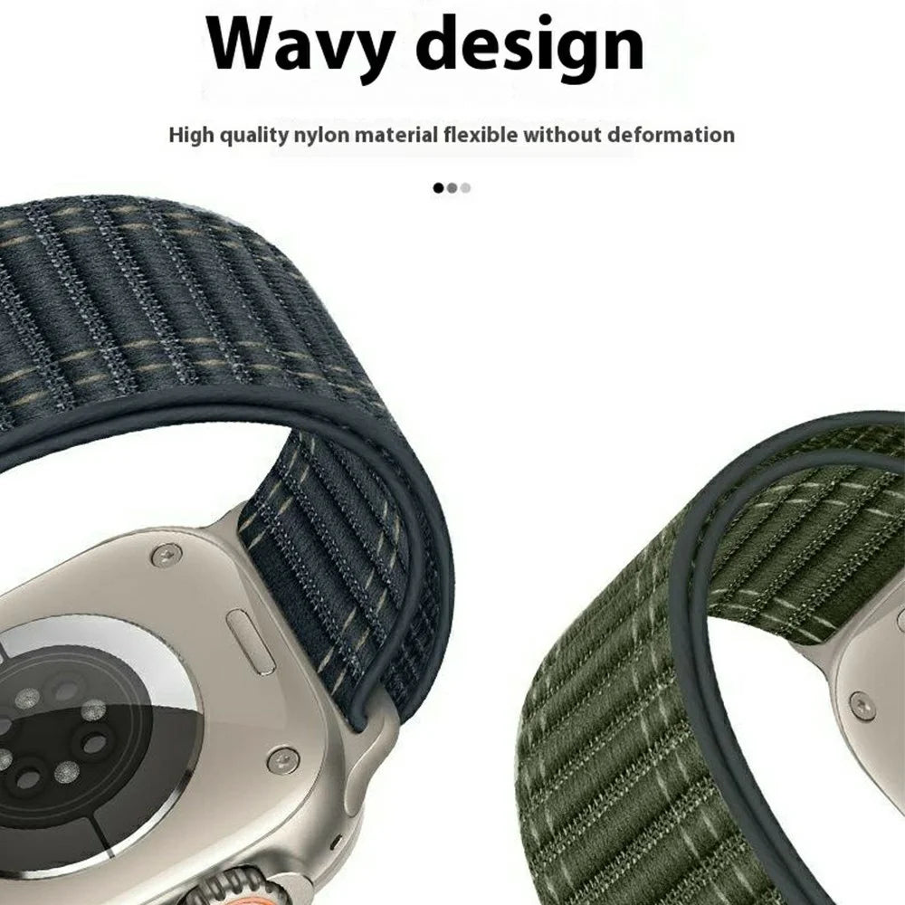 For Honor Watch 5 Bands Nylon Loop Wave Design Watch Strap with Metal Connector - Dark Blue - 4
