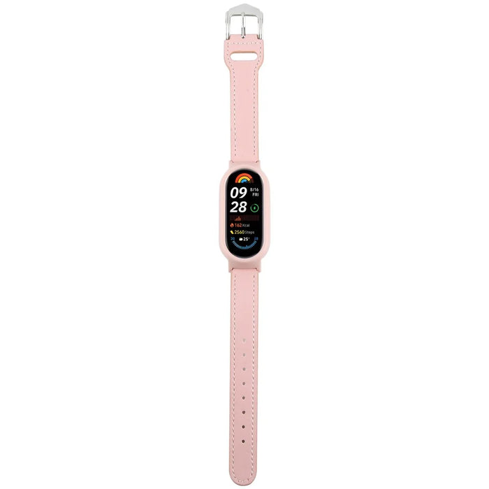 For Xiaomi Smart Band 9 PC Watch Case Integrated Ultra Fiber Leather Quick Release Watch Strap - Pink - 3