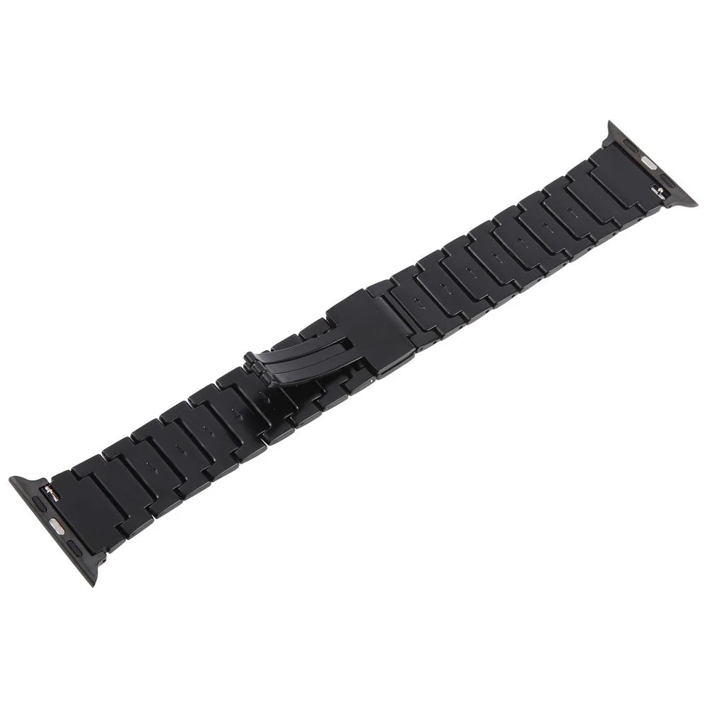 Watch Band For Apple Watch Series 11 10 42mm / 9 8 7 41mm / SE3 SE2 SE 6 5 4 40mm / 3 2 1 38mm Magnetic Foldable Buckle Metal Strap - Black - 4