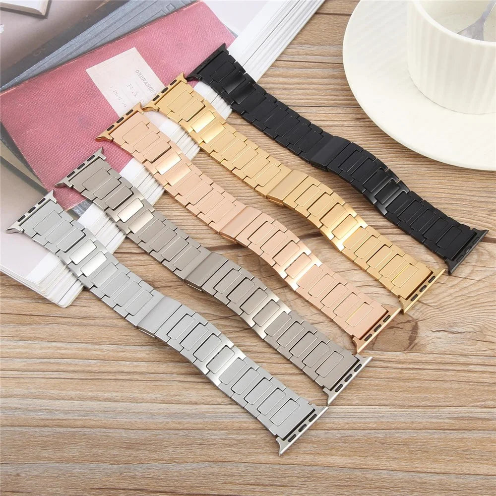 Watch Band For Apple Watch Series 11 10 42mm / 9 8 7 41mm / SE3 SE2 SE 6 5 4 40mm / 3 2 1 38mm Magnetic Foldable Buckle Metal Strap - Black - 6