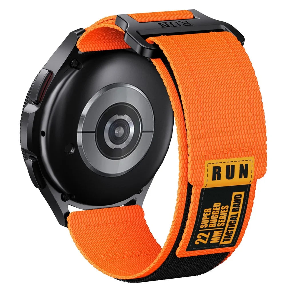 20mm Watch Band For Samsung Galaxy Watch7 44mm  /  40mm  /  Watch6 44mm  /  40mm Nylon Magic Tape Run Strap - Orange - 2