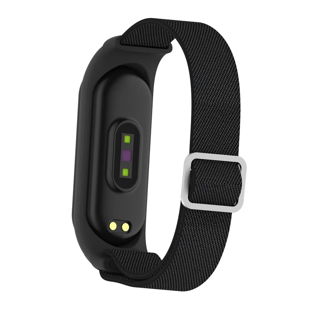 Elastic Nylon Smart Watch Strap Replacement Watchband for Xiaomi Mi Band 3/4/5/6 - Black - 1