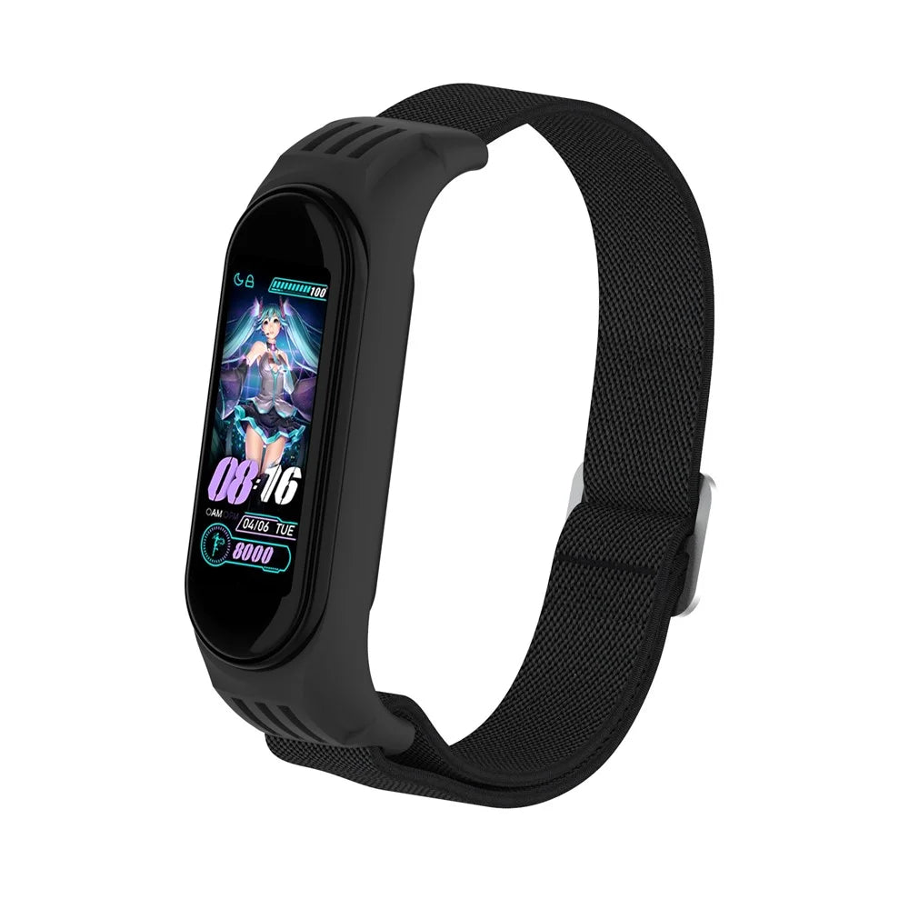 Elastic Nylon Smart Watch Strap Replacement Watchband for Xiaomi Mi Band 3/4/5/6 - Black - 2