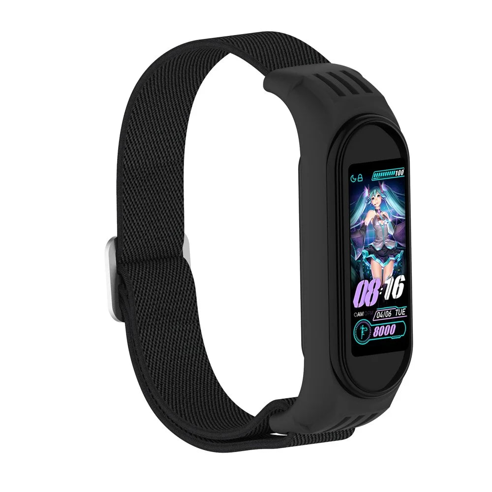 Elastic Nylon Smart Watch Strap Replacement Watchband for Xiaomi Mi Band 3/4/5/6 - Black - 5
