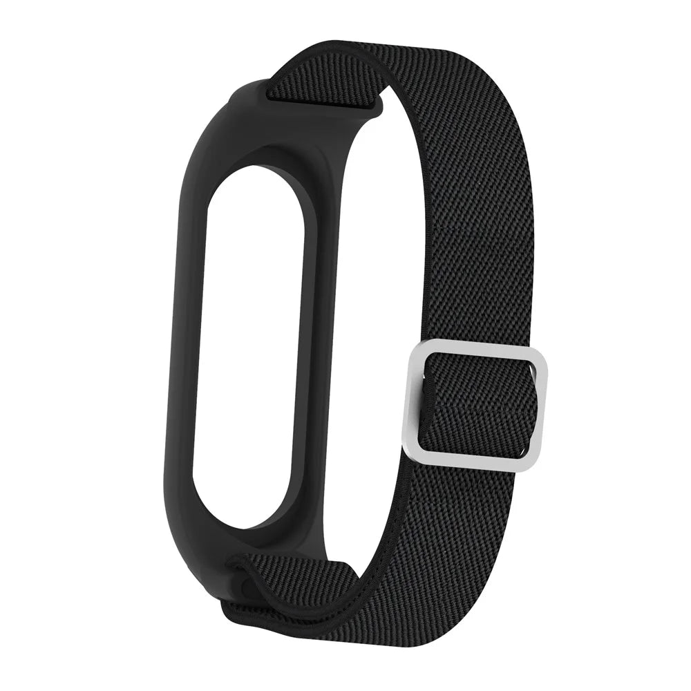 Elastic Nylon Smart Watch Strap Replacement Watchband for Xiaomi Mi Band 3/4/5/6 - Black - 7