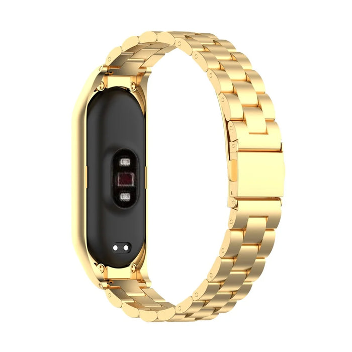 Stainless Steel Replacement Smart Watch Strap Watchband for Xiaomi Mi Band 5/6 - Gold - 1
