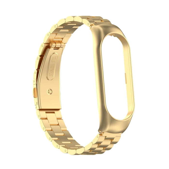 Stainless Steel Replacement Smart Watch Strap Watchband for Xiaomi Mi Band 5/6 - Gold - 4