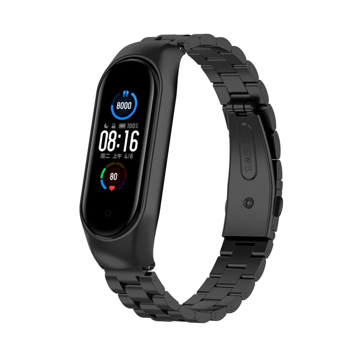 Stainless Steel Watch Strap Replacement Watchband for Xiaomi Mi Band 5/6 - Black - 2