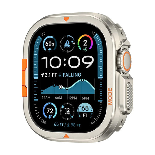 For Apple Watch Ultra 3 / Ultra 2 / Ultra 49mm Protective Case Drop Proof Metal + PC Watch Case Cover - Titanium - 1