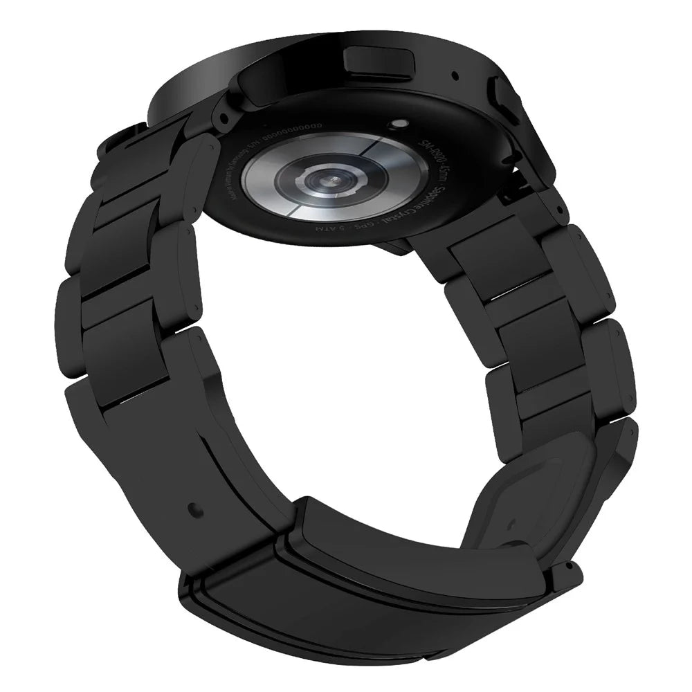For Huawei / Samsung 22mm Universal Watch Band T-Shaped Magnetic Buckle Stainless Steel + Rubber Strap - Black - 2