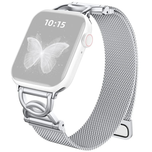Watch Band For Apple Watch Series 11 10 42mm / 9 8 7 41mm / SE3 SE2 SE 6 5 4 40mm / 3 2 1 38mm DC-Shape Magnetic Clasp Stainless Steel Metal Strap - Silver - 1