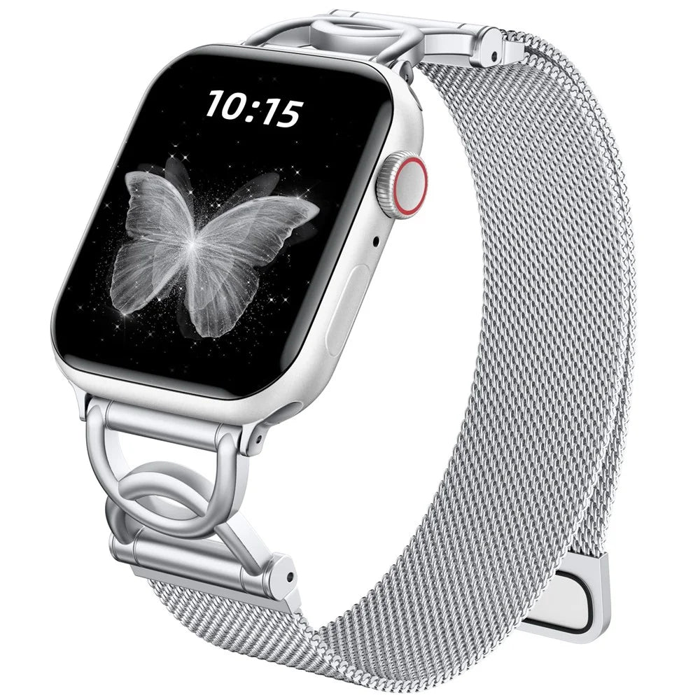 Watch Band For Apple Watch Series 11 10 42mm / 9 8 7 41mm / SE3 SE2 SE 6 5 4 40mm / 3 2 1 38mm DC-Shape Magnetic Clasp Stainless Steel Metal Strap - Silver - 2