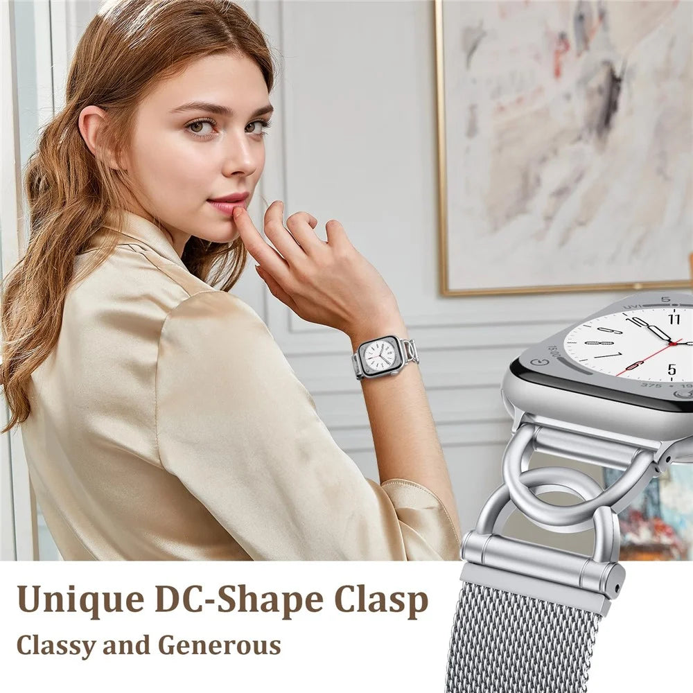 Watch Band For Apple Watch Series 11 10 42mm / 9 8 7 41mm / SE3 SE2 SE 6 5 4 40mm / 3 2 1 38mm DC-Shape Magnetic Clasp Stainless Steel Metal Strap - Silver - 4