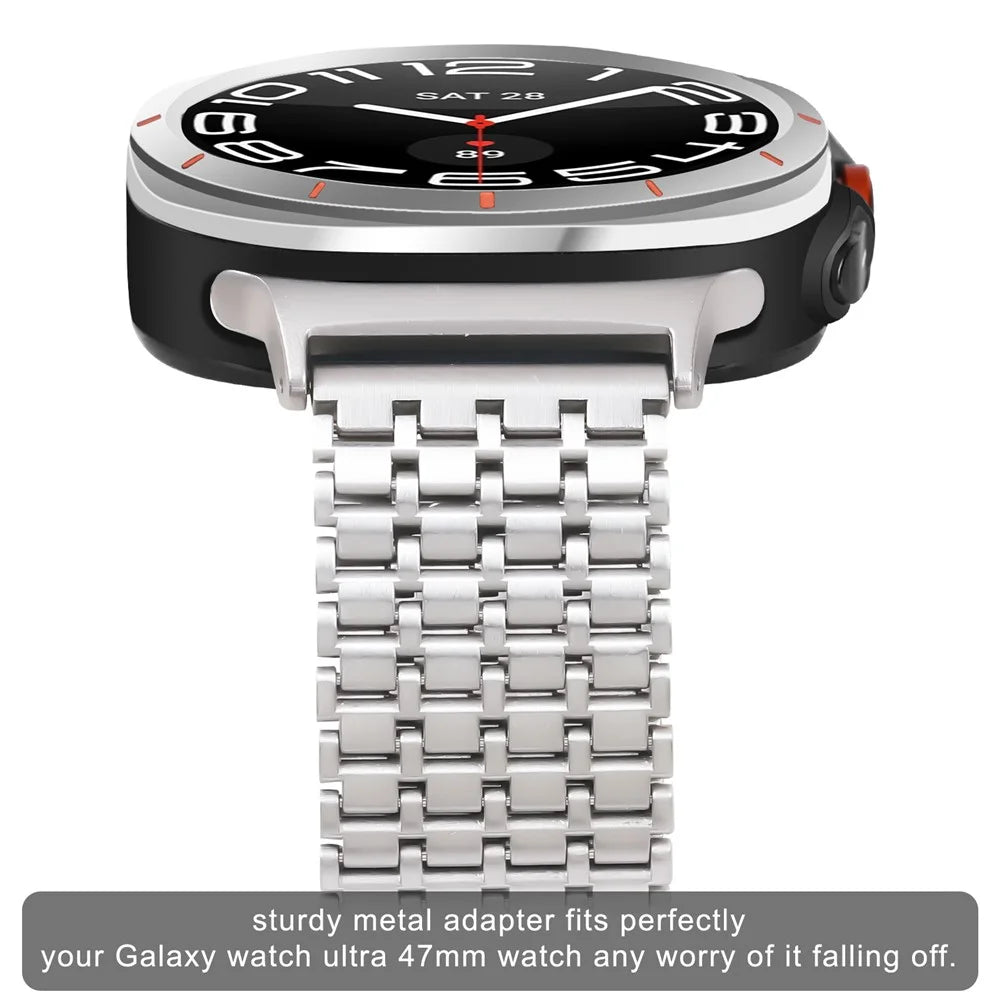 For Samsung Galaxy Watch Ultra2 47mm / Watch Ultra (2025) 47mm / Watch Ultra 47mm Watch Band Stainless Steel Magnetic Nine-Bead Loop Adjustable Strap - 4