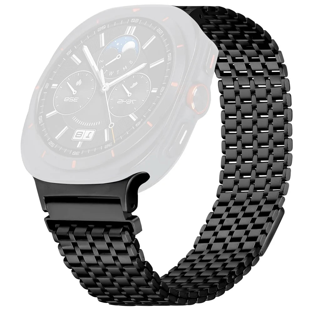 For Samsung Galaxy Watch Ultra2 47mm / Watch Ultra (2025) 47mm / Watch Ultra 47mm Watch Band Stainless Steel Magnetic Nine-Bead Loop Adjustable Strap - Black - 1