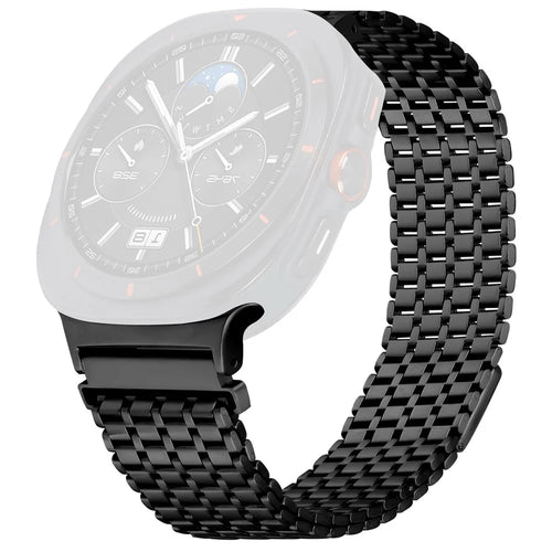 For Samsung Galaxy Watch Ultra2 47mm / Watch Ultra (2025) 47mm / Watch Ultra 47mm Watch Band Stainless Steel Magnetic Nine-Bead Loop Adjustable Strap - Black - 1