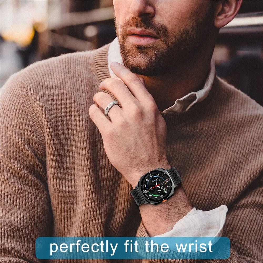 For Samsung Galaxy Watch Ultra2 47mm / Watch Ultra (2025) 47mm / Watch Ultra 47mm Watch Band Stainless Steel Magnetic Nine-Bead Loop Adjustable Strap - Black - 5
