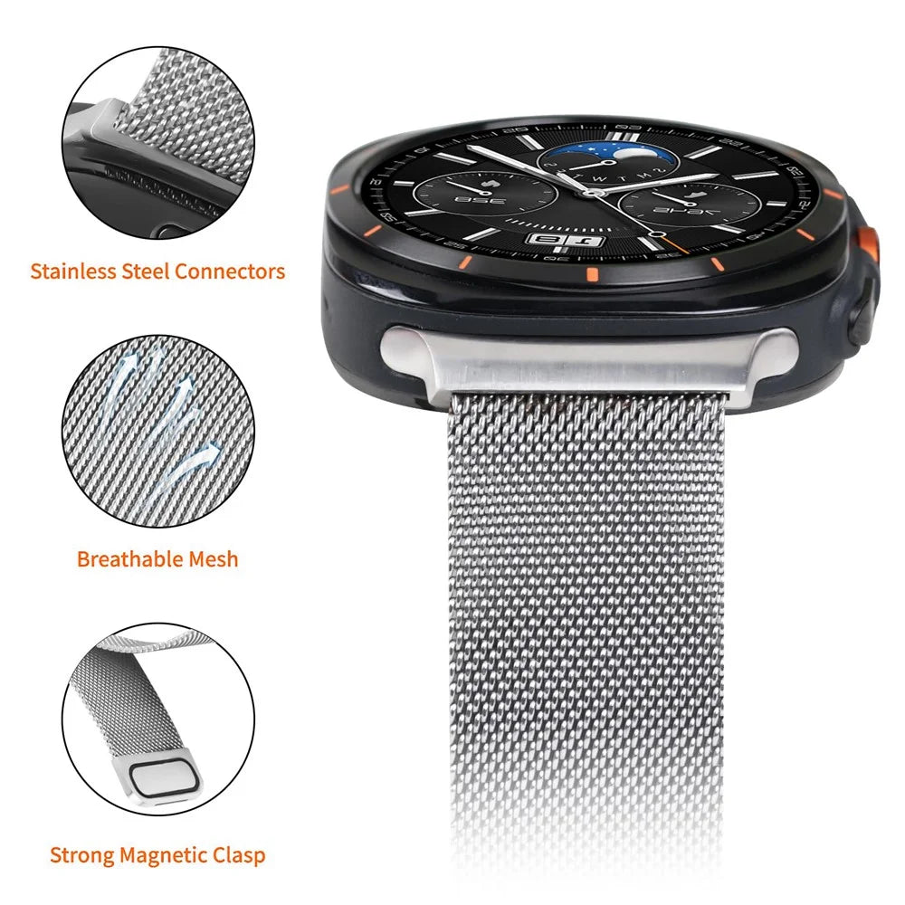 For Samsung Galaxy Watch Ultra2 47mm / Watch Ultra (2025) 47mm / Watch Ultra 47mm Watch Band Stainless Steel Magnetic Milanese Loop Adjustable Strap - 2
