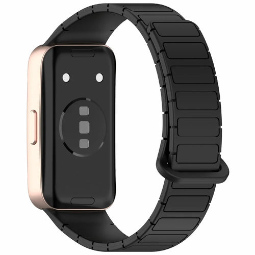 Silicone Watch Band For Huawei Band 10  /  9  /  8 Magnetic Dual Color Replacement Strap - Black - 1