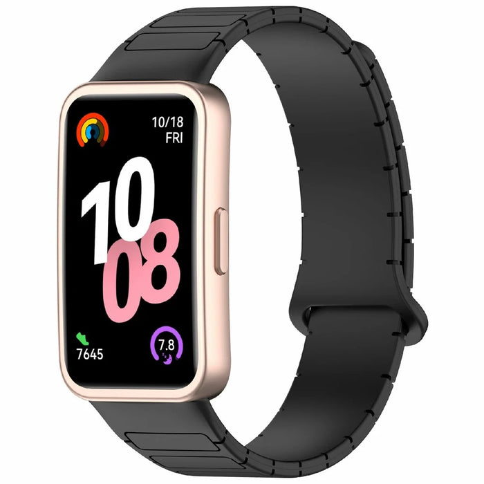 Silicone Watch Band For Huawei Band 10  /  9  /  8 Magnetic Dual Color Replacement Strap - Black - 2