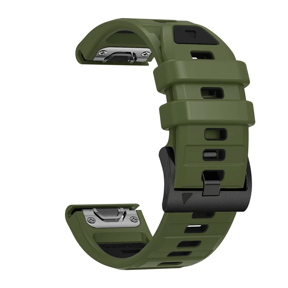 26mm Watch Band For Garmin Fenix 8 51mm / Instinct 2X / Fenix 7X / Enduro 2 , Dual Color Silicone Replacement Strap - Army Green + Black - 3