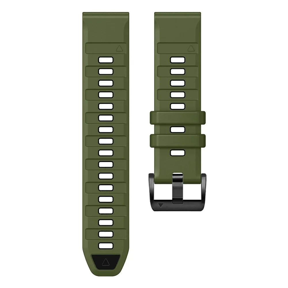 26mm Watch Band For Garmin Fenix 8 51mm / Instinct 2X / Fenix 7X / Enduro 2 , Dual Color Silicone Replacement Strap - Army Green + Black - 4