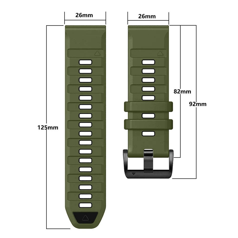 26mm Watch Band For Garmin Fenix 8 51mm / Instinct 2X / Fenix 7X / Enduro 2 , Dual Color Silicone Replacement Strap - Army Green + Black - 5