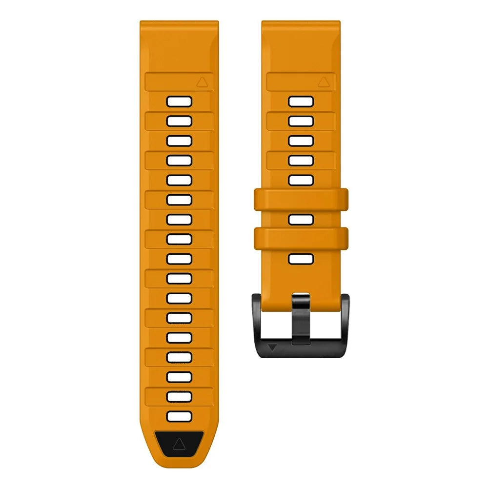 22mm Watch Band For Garmin Fenix 8 47mm / Tactix 8 47mm / Quatix 7 Pro / Descent G2 , Quick Release Dual Color Silicone Strap - Orange + Black - 4