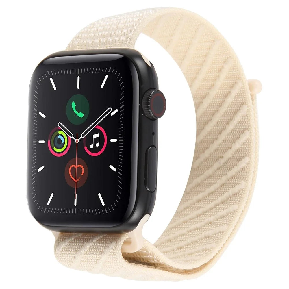 Watch Band For Apple Watch Series 11 10 42mm / 9 8 7 41mm / SE3 SE2 SE 6 5 4 40mm / 3 2 1 38mm Nylon Sport Loop Strap - Starlight - 2