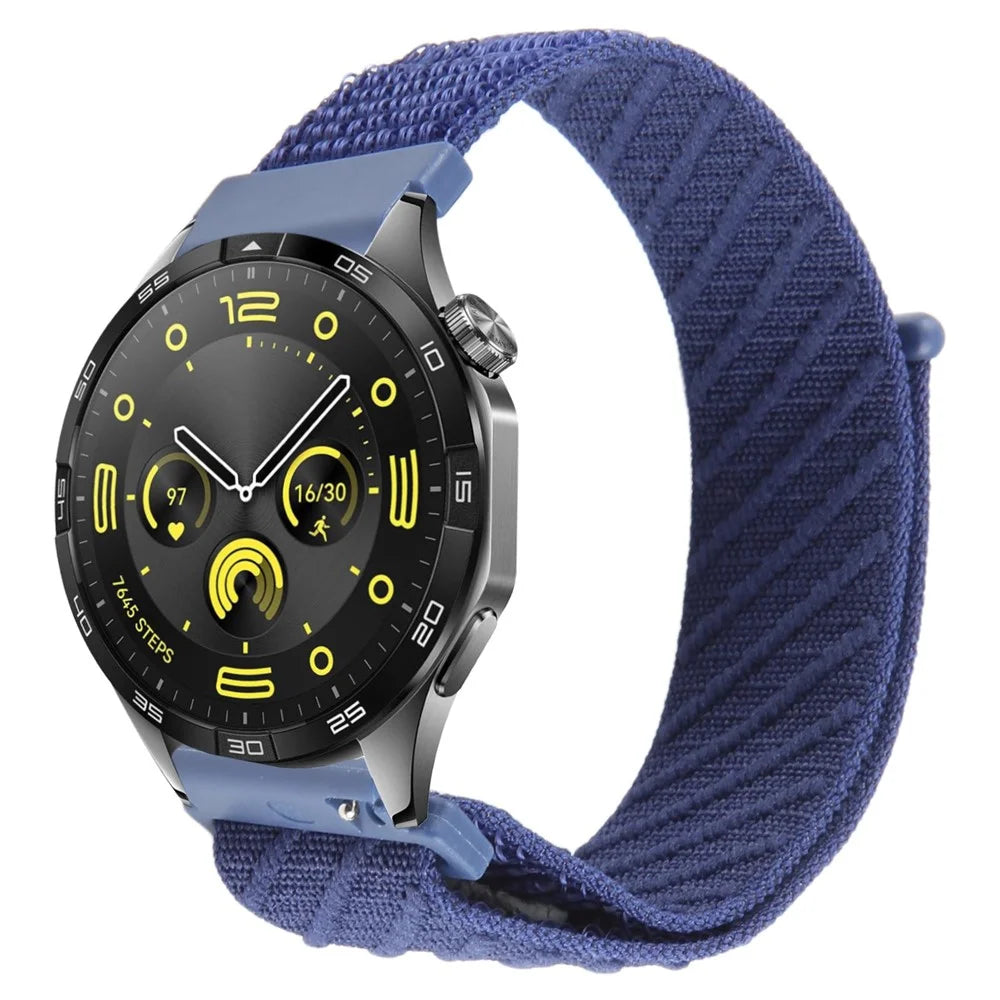 22mm Watch Band For Huawei Watch GT 5 Pro 46mm / GT 5 46mm / GT 4 46mm / Watch 4 / Samsung Galaxy Watch3 Nylon Loop Strap  - Dark Blue - 2