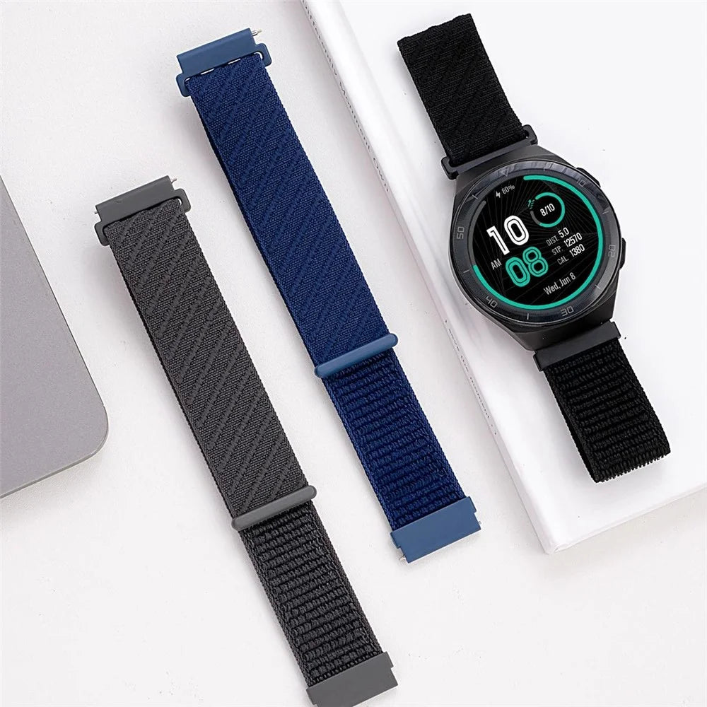 22mm Watch Band For Huawei Watch GT 5 Pro 46mm / GT 5 46mm / GT 4 46mm / Watch 4 / Samsung Galaxy Watch3 Nylon Loop Strap  - Dark Blue - 7