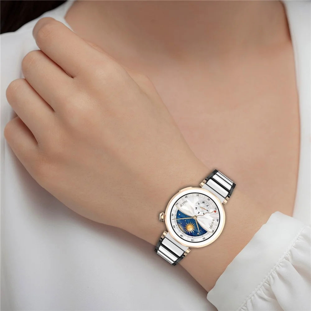 For Huawei Watch GT 5 41mm / GT 5 Pro 42mm Watch Band Ceramic + Zinc Alloy Wrist Strap - Black+White - 4