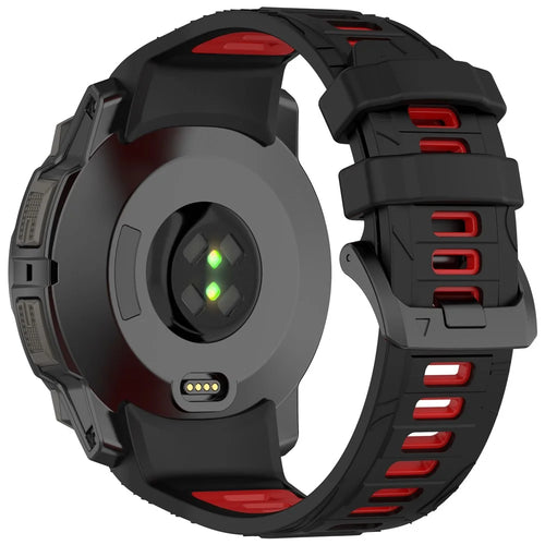For Garmin Instinct 3 50mm Dual Color Smartwatch Band Sports Breathable Silicone Strap - Black+Red - 1