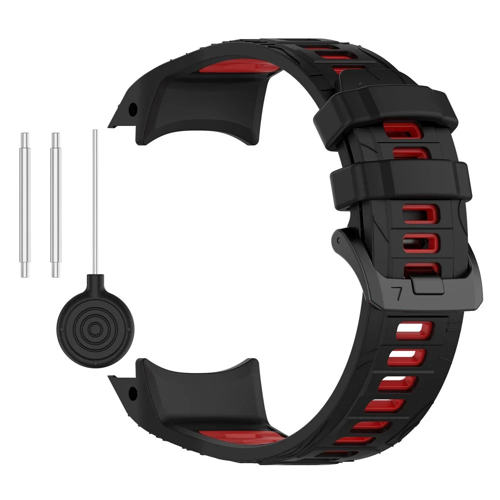 For Garmin Instinct 3 50mm Dual Color Smartwatch Band Sports Breathable Silicone Strap - Black+Red - 2