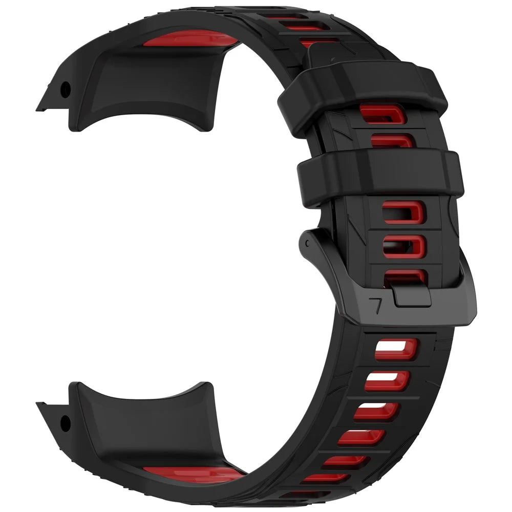 For Garmin Instinct 3 45mm Dual Color Smartwatch Band Sports Breathable Silicone Strap - Black+Red - 3