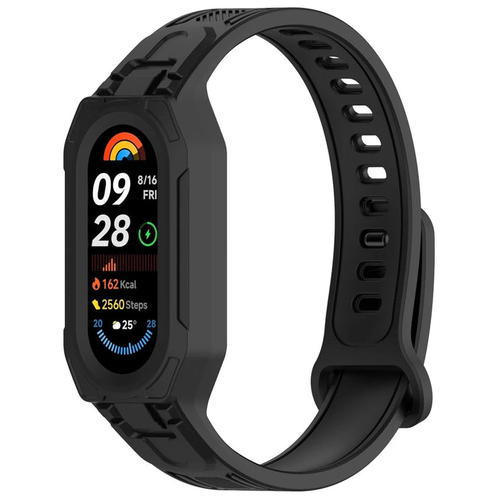 For Xiaomi Smart Band 9 / 8 / Mi Band 7 / 6 / 5 TPU Watch Band Integrated with Protective Case - Black - 4