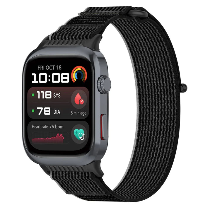 For Huawei Watch D2 Nylon Wrist Strap Magic Tape Loop Watch Band - Black+Grey - 3