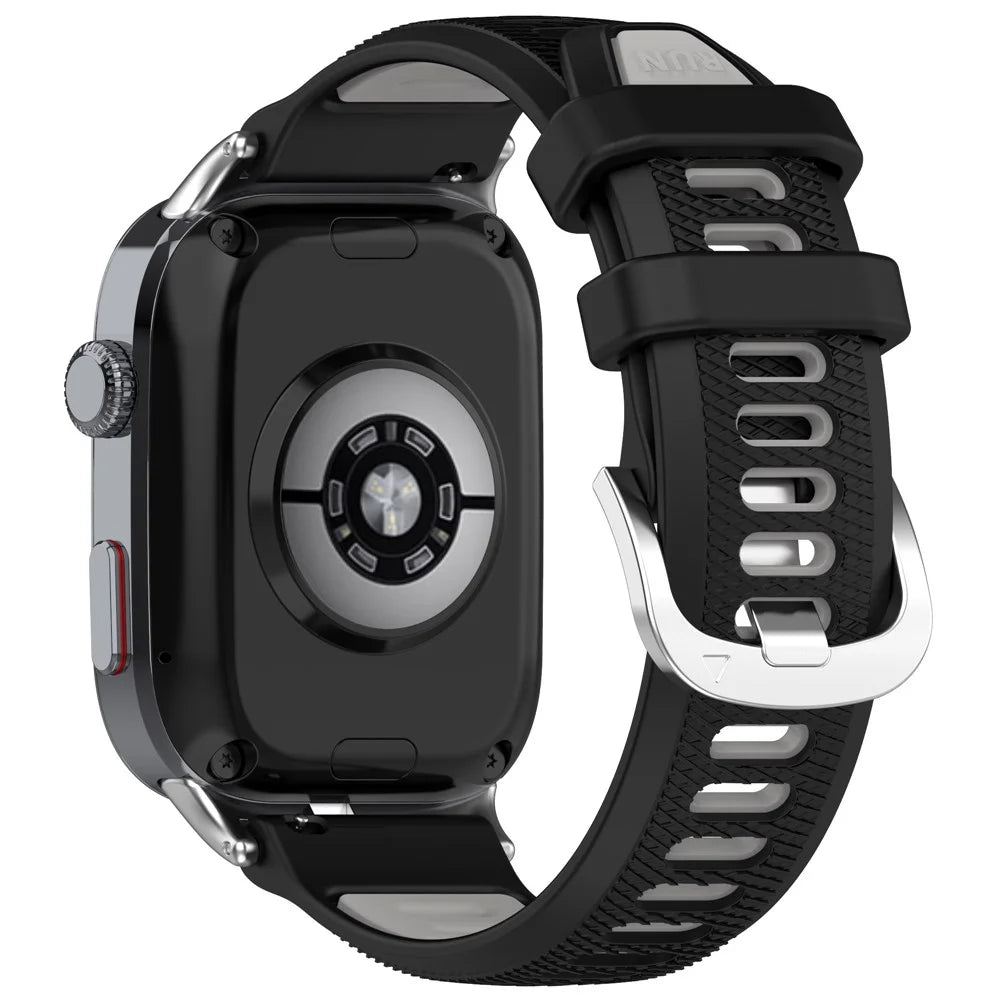 For Huawei Watch D2 Dual Color Smartwatch Band Sports Silicone Strap - Black+Grey - 1