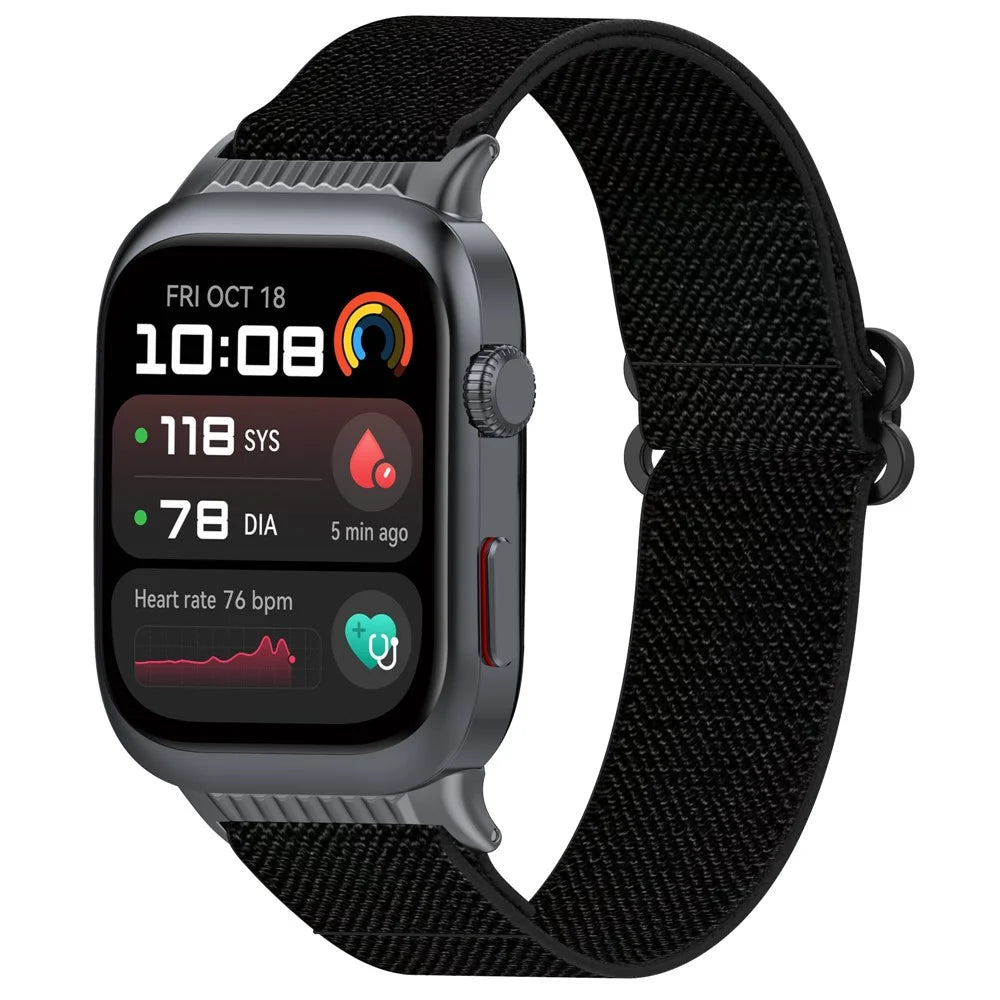 For Huawei Watch D2 Watch Band Nylon Braided Elastic Slide-Lock Clasp Breathable Strap - Black - 3