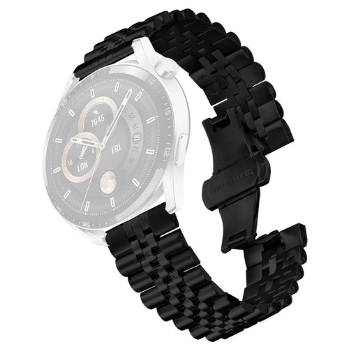 For Samsung Galaxy Watch 46mm Wrist Band 5-Bead Stainless Steel Butterfly Clasp Watch Strap - Black - 1